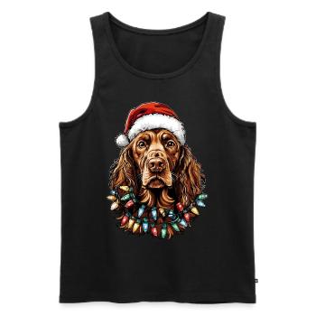 Setter Irlandais Chien Père Noël - Débardeur bio Premium Homme - noir - Devant - Michal (187cm)