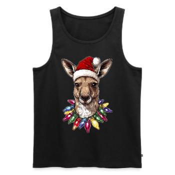 Chapeau de Noël Kangaroo Australia Noël - Débardeur bio Premium Homme - noir - Devant - AI Model Male 178 light (178cm)