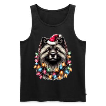 Keeshond Dog Santa Hat Xmas - Men's Premium Organic Tank Top - black - Front - AI Model Male 178 light (178cm)
