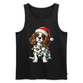 Roi Charles Cavalier Chien Père Noël - Débardeur bio Premium Homme - noir - Devant - Michal (187cm)
