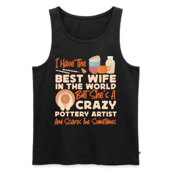 Pottery Ceramics Artist Wife - Men's Premium Organic Tank Top - black - Front - Michal (187cm)