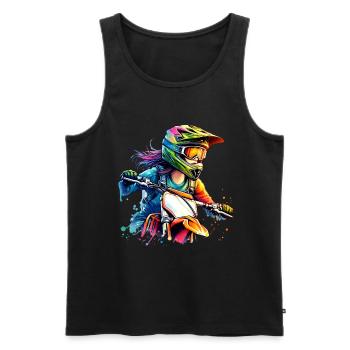 Motocross Femmes Filles Fille - Débardeur bio Premium Homme - noir - Devant - AI Model Male 178 light (178cm)