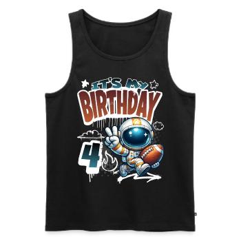 Astronaute 4e anniversaire Football - Débardeur bio Premium Homme - noir - Devant - Michal (187cm)