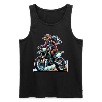 Motocross Femmes Filles Fille - Débardeur bio Premium Homme - noir - Devant - Michal (187cm)