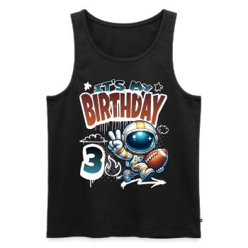Astronaut 3rd Birthday Football - Men's Premium Organic Tank Top - black - Front - Michal (187cm)