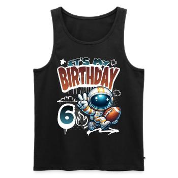 Astronaute 6e anniversaire Football - Débardeur bio Premium Homme - noir - Devant - Michal (187cm)