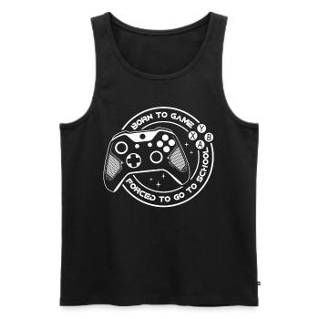 Geboren zum Zocken, gezwungen zur Schule - Männer Premium Bio Tank Top - Schwarz - Vorne - AI Model Male 178 light (178cm)