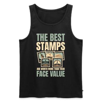 Lustige Briefmarken Briefmarkensammlung Humor - Männer Premium Bio Tank Top - Schwarz - Vorne - Michal (187cm)