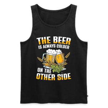The beer is always colder on the other side - Männer Premium Bio Tank Top - Schwarz - Vorne - Michal (187cm)
