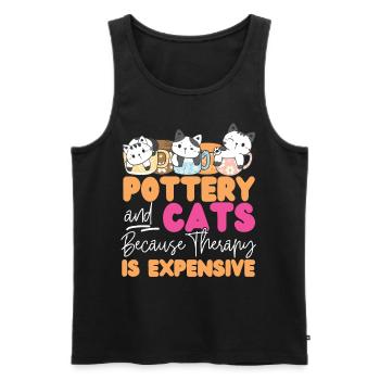Pottery Ceramics Artist Cat - Men's Premium Organic Tank Top - black - Front - AI Model Male 178 light (178cm)