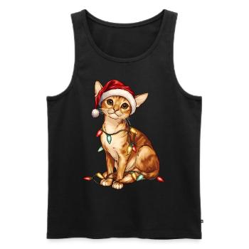 Mignon chat abyssin chapeau de Noël - Débardeur bio Premium Homme - noir - Devant - Michal (187cm)