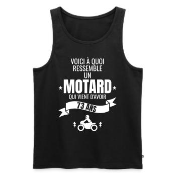 idée cadeau pour un motard humour homme 73 ans - Débardeur bio Premium Homme - noir - Devant - Michal (187cm)