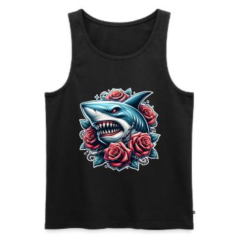 Roses de requin - Débardeur bio Premium Homme - noir - Devant - Michal (187cm)