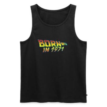 1971 Geburtstag Born in Back to Future - Männer Premium Bio Tank Top - Schwarz - Vorne - AI Model Male 178 light (178cm)