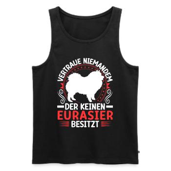 Je possède un Spitz eurasien Eurasier - Débardeur bio Premium Homme - noir - Devant - AI Model Male 178 light (178cm)