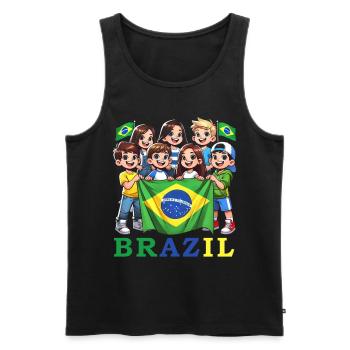 Brasilien Brazil shirt Brasilianer Rio de Janeirao - Männer Premium Bio Tank Top - Schwarz - Vorne - Michal (187cm)