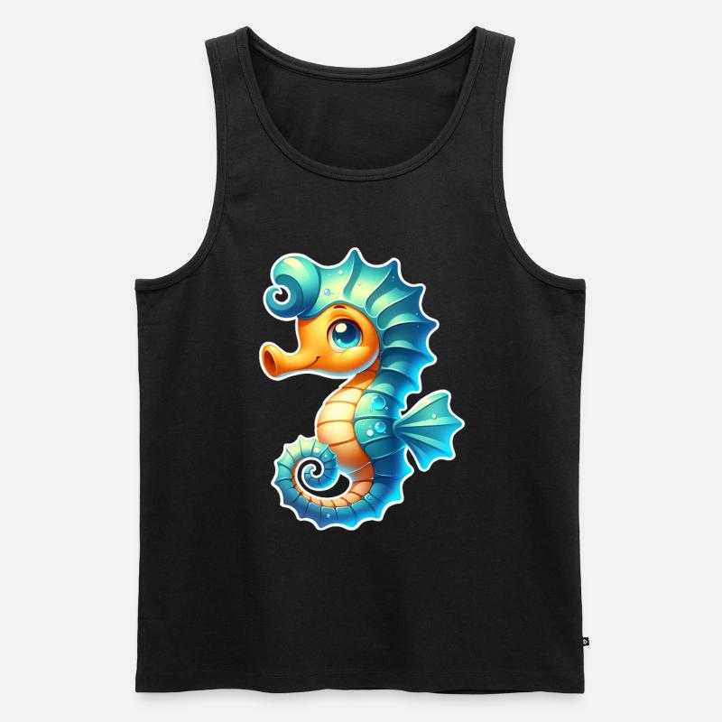 Seepferd Seepferdchen - Männer Premium Bio Tank Top - Schwarz