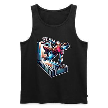 Parkour - Männer Premium Bio Tank Top - Schwarz - Vorne - AI Model Male 178 light (178cm)