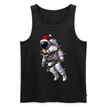 Chapeau de Noël astronaute Noël - Débardeur bio Premium Homme - noir - Devant - AI Model Male 178 light (178cm)