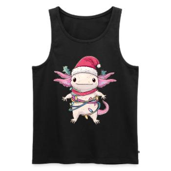 Mignon Kawaii Axolotl Père Noël - Débardeur bio Premium Homme - noir - Devant - Michal (187cm)