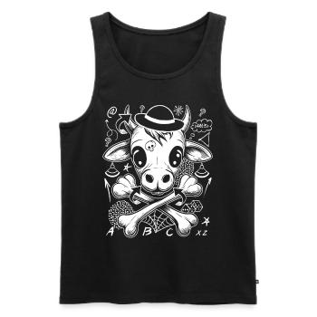 T-shirt tête de vache bande dessinée pour la mode urbaine - Débardeur bio Premium Homme - noir - Devant - AI Model Male 178 light (178cm)