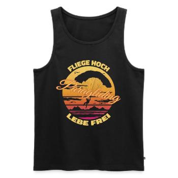 Fly high, live free - Paragliding saying - Men's Premium Organic Tank Top - black - Front - AI Model Male 178 light (178cm)