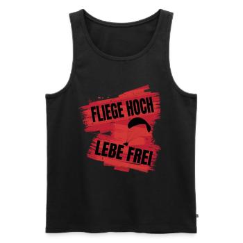 Fly High, Live Free - Paragliding Saying - Men's Premium Organic Tank Top - black - Front - AI Model Male 178 light (178cm)