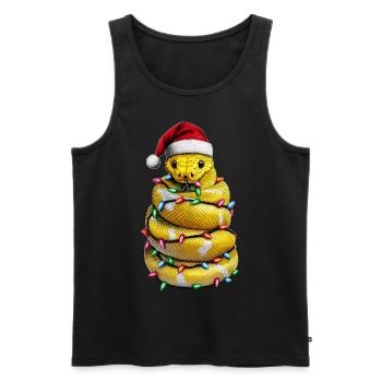 Kugelpython Schlange Weihnachtsmütze Xmas - Männer Premium Bio Tank Top - Schwarz - Vorne - AI Model Male 178 light (178cm)