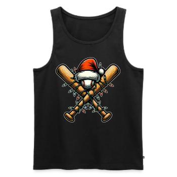 Baseballschläger Ballspieler Team Weihnachtsmütze - Männer Premium Bio Tank Top - Schwarz - Vorne - Michal (187cm)