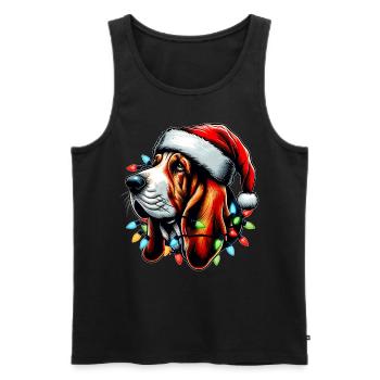 Basset Hound Chien Père Noël Noël - Débardeur bio Premium Homme - noir - Devant - Michal (187cm)