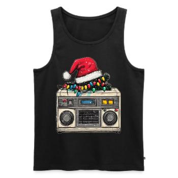 Boîte à Musique Père Noël Chapeau Noël - Débardeur bio Premium Homme - noir - Devant - Michal (187cm)