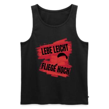 Vivre léger, voler haut - Le dicton du parapente - Débardeur bio Premium Homme - noir - Devant - AI Model Male 178 light (178cm)