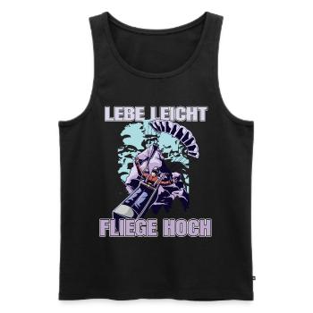Vivre léger, voler haut - Le dicton du parapente - Débardeur bio Premium Homme - noir - Devant - AI Model Male 178 light (178cm)
