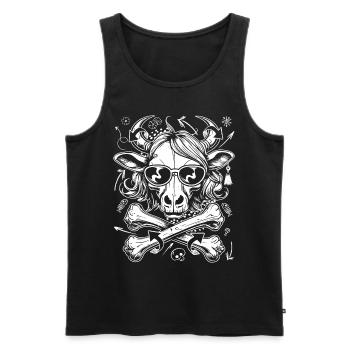 Graffiti Cow Skull with Wild Mane Shirt - Men's Premium Organic Tank Top - black - Front - AI Model Male 178 light (178cm)