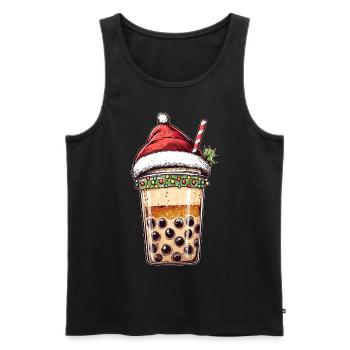 Boba Tea Bubble Tea Milk Tea Christmas Hat Xmas - Men's Premium Organic Tank Top - black - Front - AI Model Male 178 light (178cm)