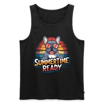 Coole Französische Bulldogge Summer Time - Männer Premium Bio Tank Top - Schwarz - Vorne - Michal (187cm)