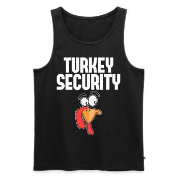 Turkey Security – Thanksgiving Familien Spaß - Männer Premium Bio Tank Top - Schwarz - Vorne - AI Model Male 178 light (178cm)