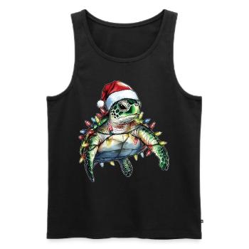 Meeresschildkröte Ozean Weihnachtsmütze Xmas - Männer Premium Bio Tank Top - Schwarz - Vorne - AI Model Male 178 light (178cm)