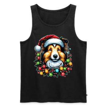 Shetland Sheepdogs Dog Christmas Hat Xmas - Men's Premium Organic Tank Top - black - Front - Michal (187cm)