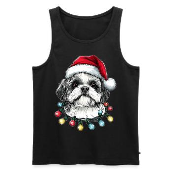 Chapeau de Noël Shih Tzu mignon Noël - Débardeur bio Premium Homme - noir - Devant - Michal (187cm)