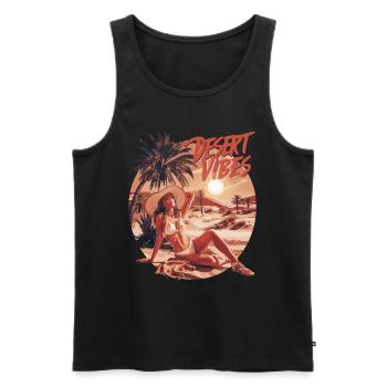 Sonnenuntergang Desert Vibes Urlaub Abenteuer - Männer Premium Bio Tank Top - Schwarz - Vorne - AI Model Male 178 light (178cm)