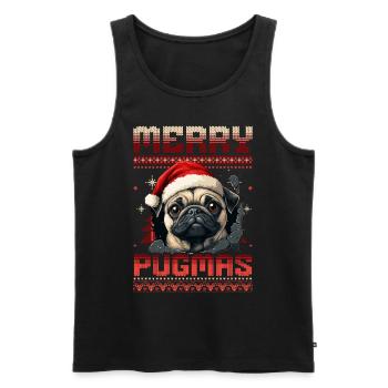 Merry Pugmas Ugly Christmas Mops Weihnachtsmütze - Männer Premium Bio Tank Top - Schwarz - Vorne - Michal (187cm)