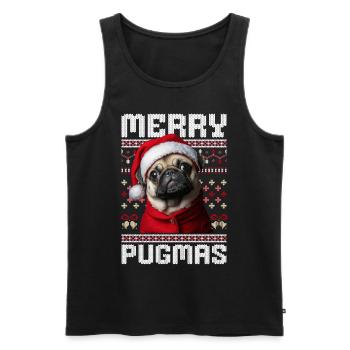 hundLustiges Mops Ugly Christmas Merry Pugmas - Männer Premium Bio Tank Top - Schwarz - Vorne - Michal (187cm)