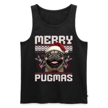 Merry Pugmas Mops Ugly Christmas Outfit - Männer Premium Bio Tank Top - Schwarz - Vorne - Michal (187cm)