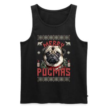 Ugly Christmas Sweater Mops Merry Pugmas - Männer Premium Bio Tank Top - Schwarz - Vorne - Michal (187cm)