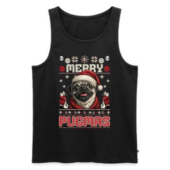 Ugly Christmas Merry Pugmas Mops Partner - Männer Premium Bio Tank Top - Schwarz - Vorne - Michal (187cm)