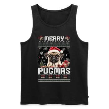 Mops Ugly Christmas Merry Pugmas Partnerlook - Männer Premium Bio Tank Top - Schwarz - Vorne - Michal (187cm)