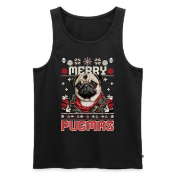 Ugly Christmas Mops Design – Merry Pugmas - Männer Premium Bio Tank Top - Schwarz - Vorne - Michal (187cm)