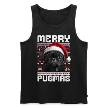 Funny Pug Ugly Christmas Merry Pugmas Look - Men's Premium Organic Tank Top - black - Front - Michal (187cm)
