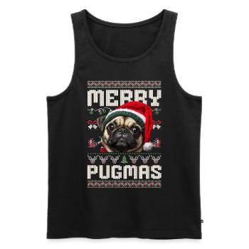 Ugly Christmas Sweater Merry Pugmas Mops - Männer Premium Bio Tank Top - Schwarz - Vorne - Michal (187cm)